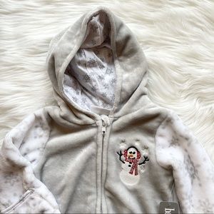 NWT Baby Mack Footed Bunting Snowsuit, Hooded, Snowman & Snowflakes, Soft, 6-9Mo